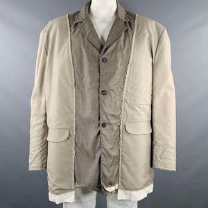 CAMIEL FORTGENS Grey Taupe Color Block Cotton Raw edge Coat